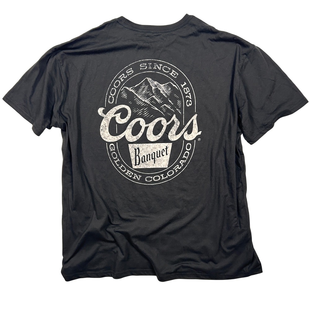 Coors Banquet T-Shirt Mens 2XL Black Cotton Blend Distressed Graphic Tee